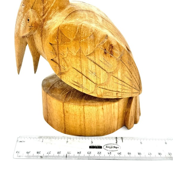 Hand Carved Bali Indonesian Wood Pelican 8" Figurine Bird With Fish 
Ocean Beach - Picture 11 of 11